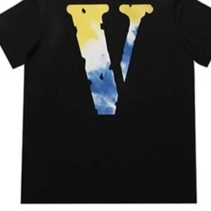 Yellow & Blue Fade Large V T-shirt